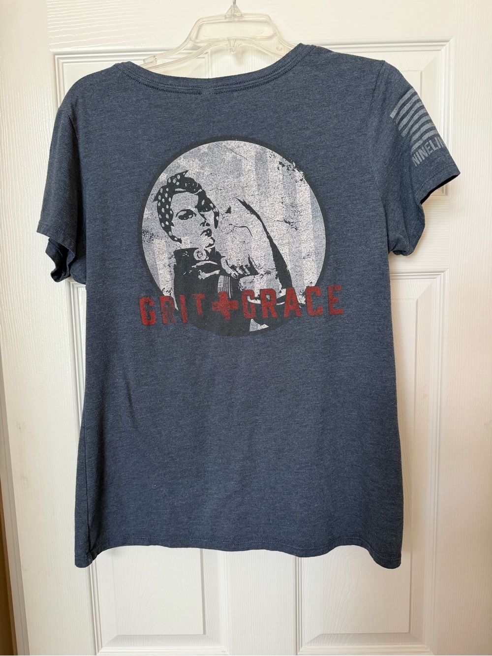 Nine Line Apparel Rose the Riveter Grit and Grace V Neck T-Shirt